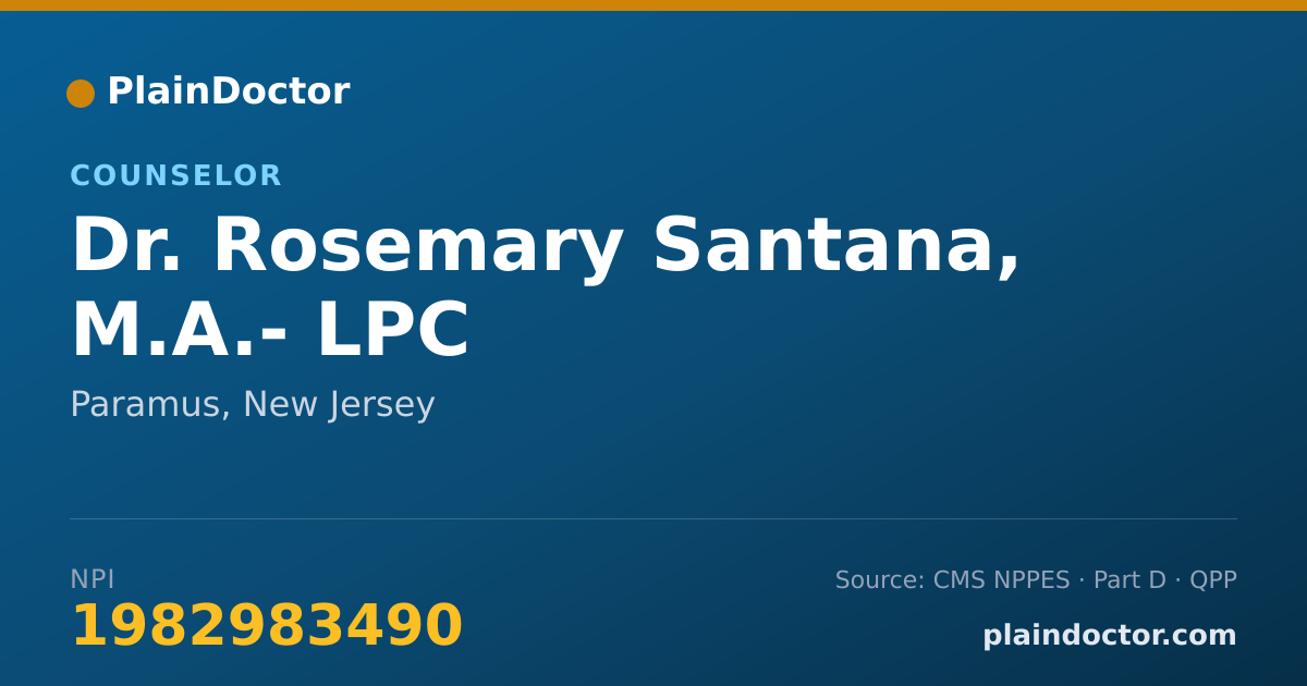 Shareable card for Rosemary Santana, M.A.- LPC - Counselor, Paramus, NJ