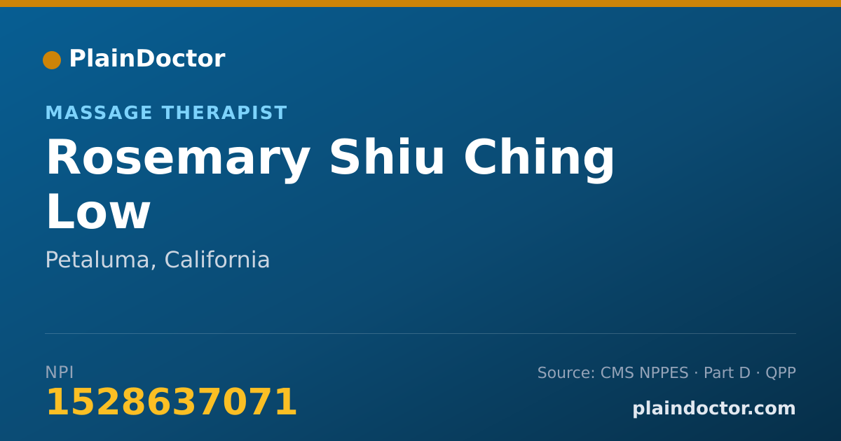 Shareable card for Rosemary Shiu Ching Low - Massage Therapist, Petaluma, CA