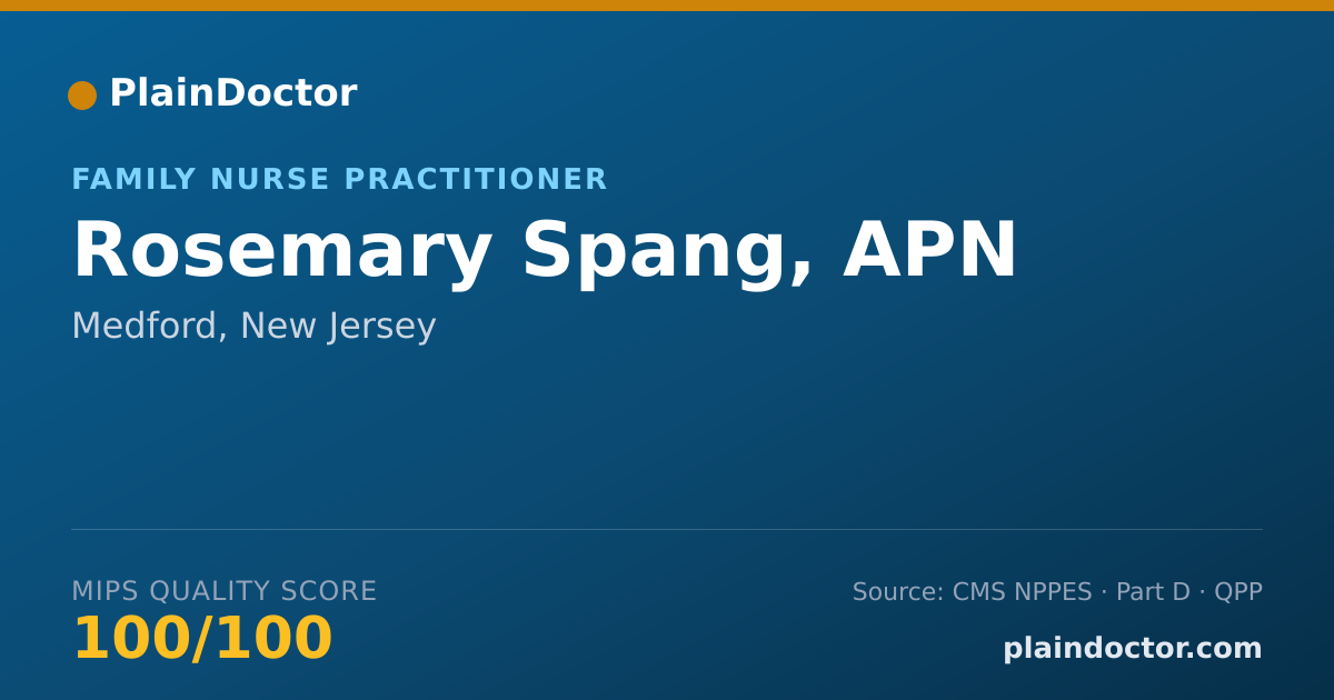 Shareable card for Rosemary Spang, APN - Family Nurse Practitioner, Medford, NJ