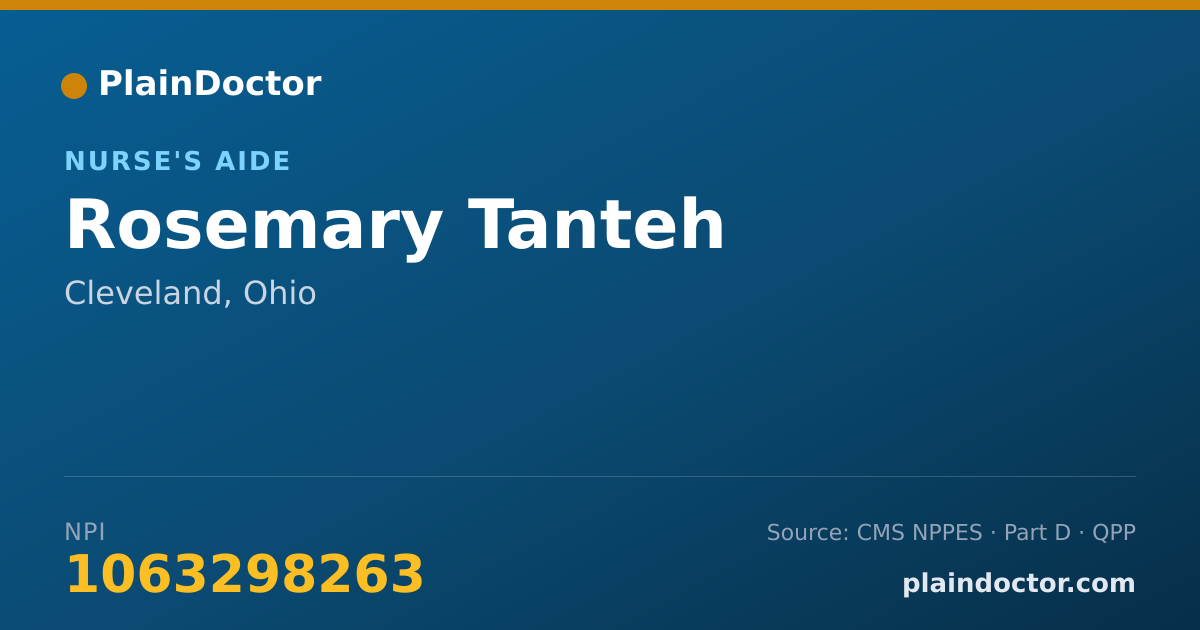 Shareable card for Rosemary Tanteh - Nurse's Aide, Cleveland, OH