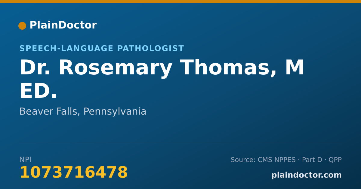 Shareable card for Rosemary Thomas, M ED. - Speech-Language Pathologist, Beaver Falls, PA