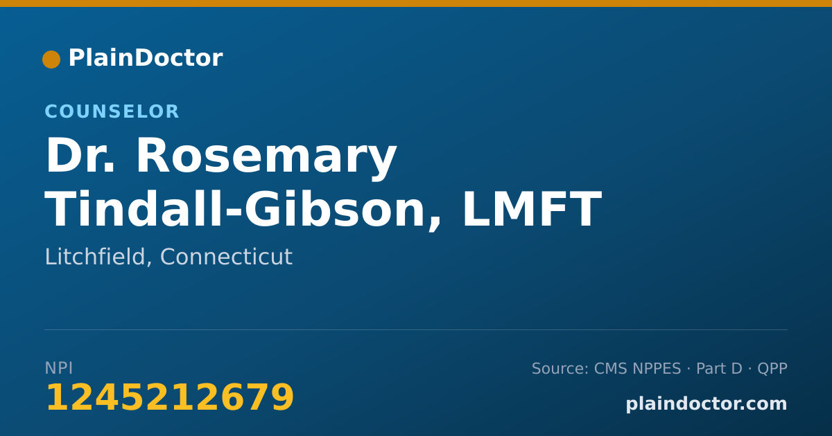 Shareable card for Rosemary Tindall-Gibson, LMFT  LPC - Counselor, Litchfield, CT