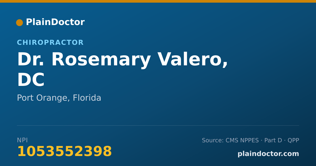 Shareable card for Rosemary Valero, DC - Chiropractor, Port Orange, FL