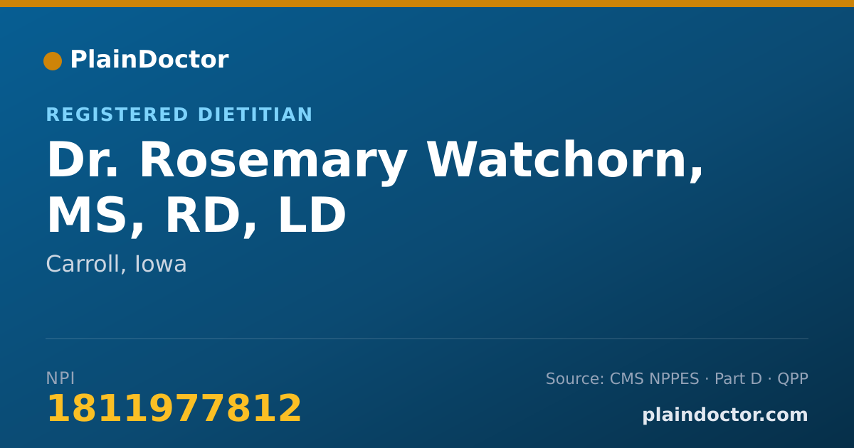 Shareable card for Rosemary Watchorn, MS, RD, LD - Registered Dietitian, Carroll, IA