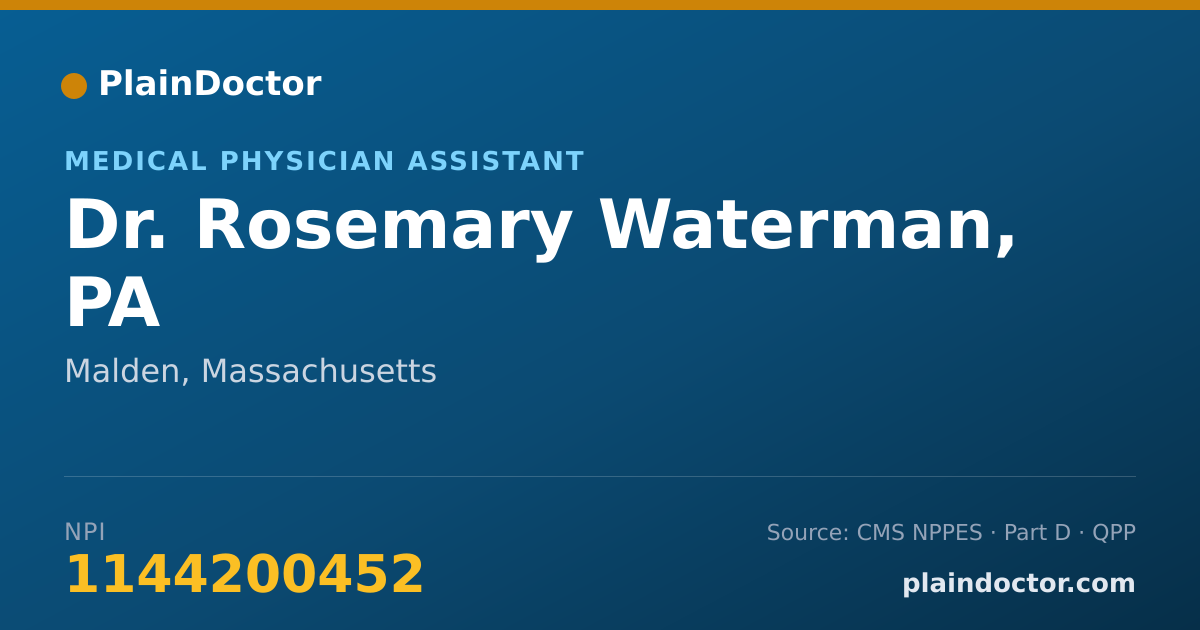Shareable card for Rosemary Waterman, PA - Medical Physician Assistant, Malden, MA
