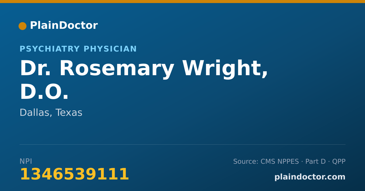 Shareable card for Rosemary Wright, D.O. - Psychiatry Physician, Dallas, TX