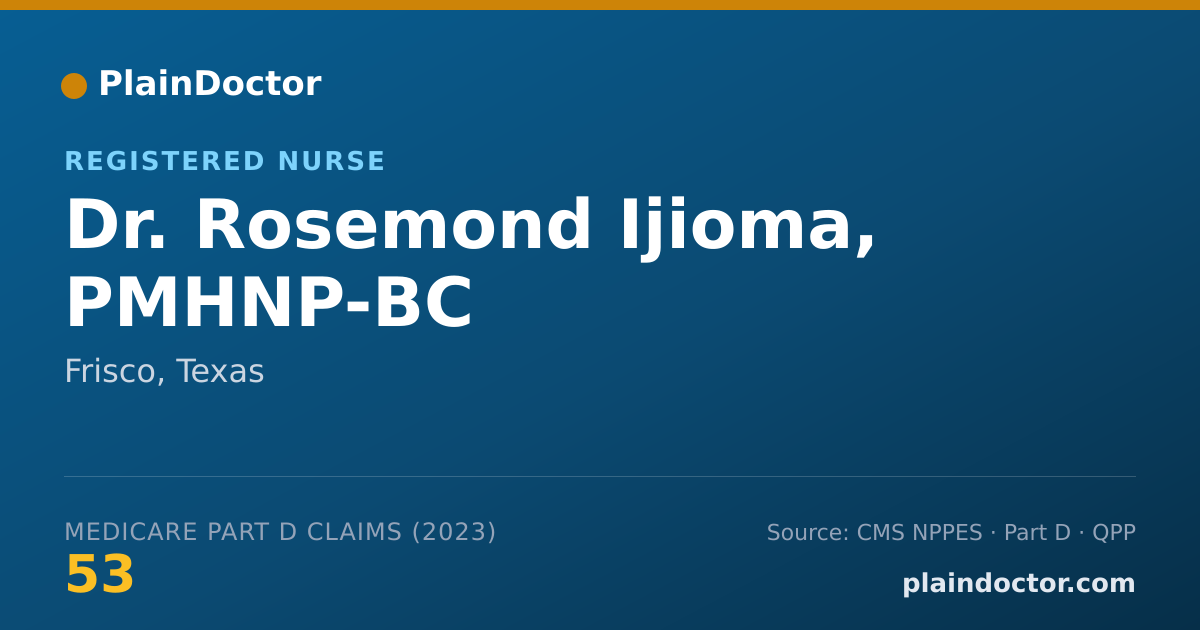 Shareable card for Rosemond Ijioma, PMHNP-BC - Registered Nurse, Frisco, TX