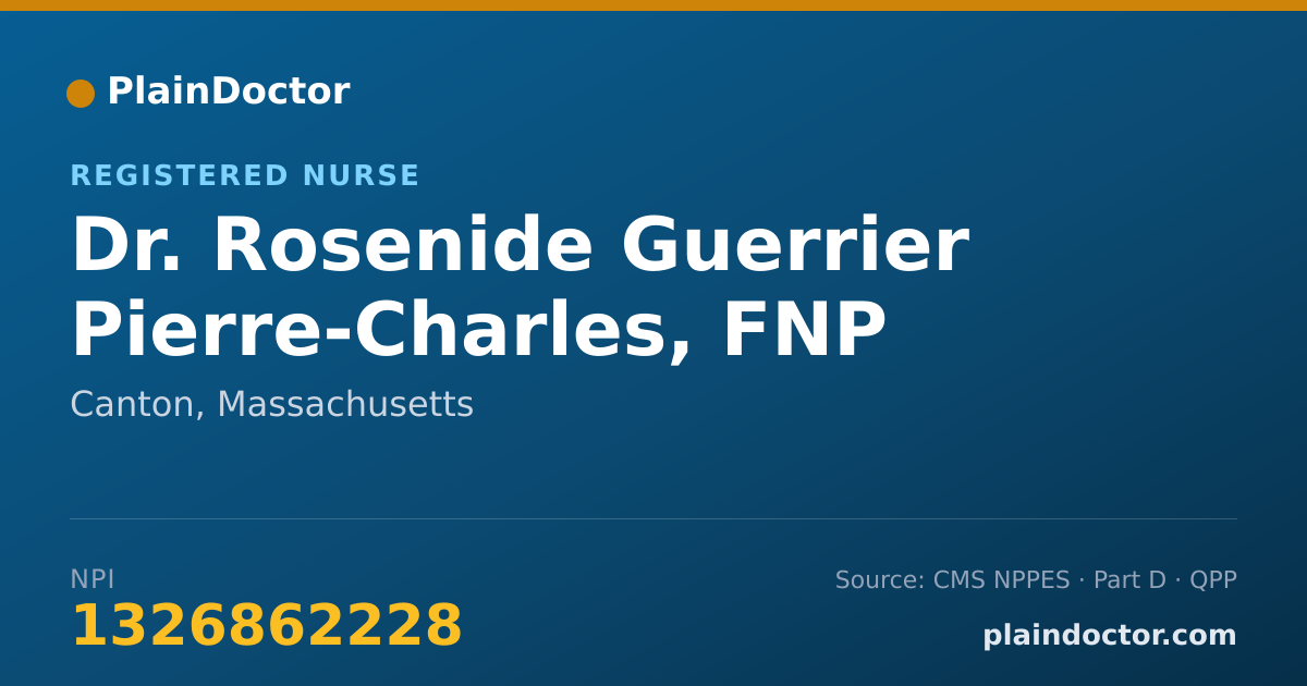 Shareable card for Rosenide Guerrier Pierre-Charles, FNP - Registered Nurse, Canton, MA