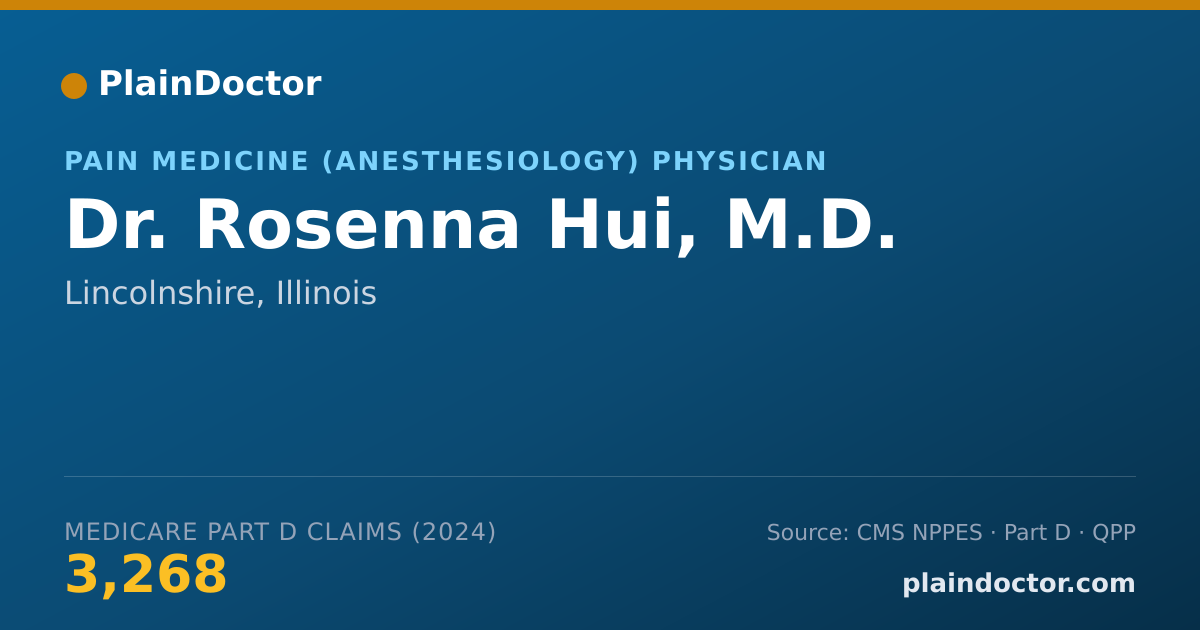 Shareable card for Rosenna Hui, M.D. - Pain Medicine (Anesthesiology) Physician, Lincolnshire, IL