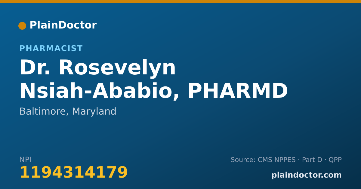 Shareable card for Rosevelyn Nsiah-Ababio, PHARMD - Pharmacist, Baltimore, MD