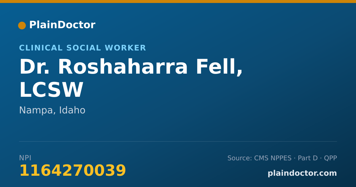 Shareable card for Roshaharra Fell, LCSW - Clinical Social Worker, Nampa, ID