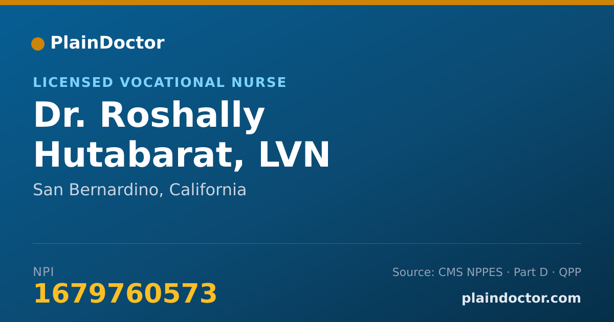 Shareable card for Roshally Hutabarat, LVN - Licensed Vocational Nurse, San Bernardino, CA