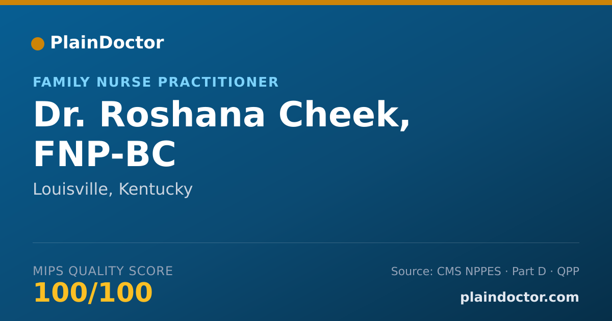 Shareable card for Roshana Cheek, FNP-BC - Family Nurse Practitioner, Louisville, KY