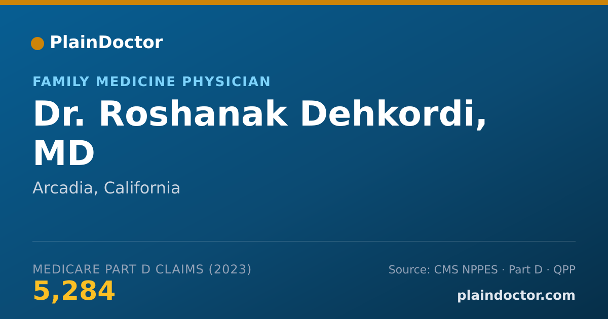 Shareable card for Roshanak Dehkordi, MD - Family Medicine Physician, Arcadia, CA