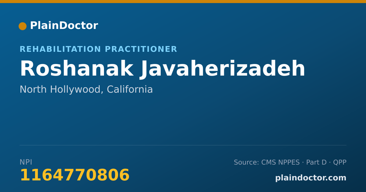 Shareable card for Roshanak Javaherizadeh - Rehabilitation Practitioner, North Hollywood, CA