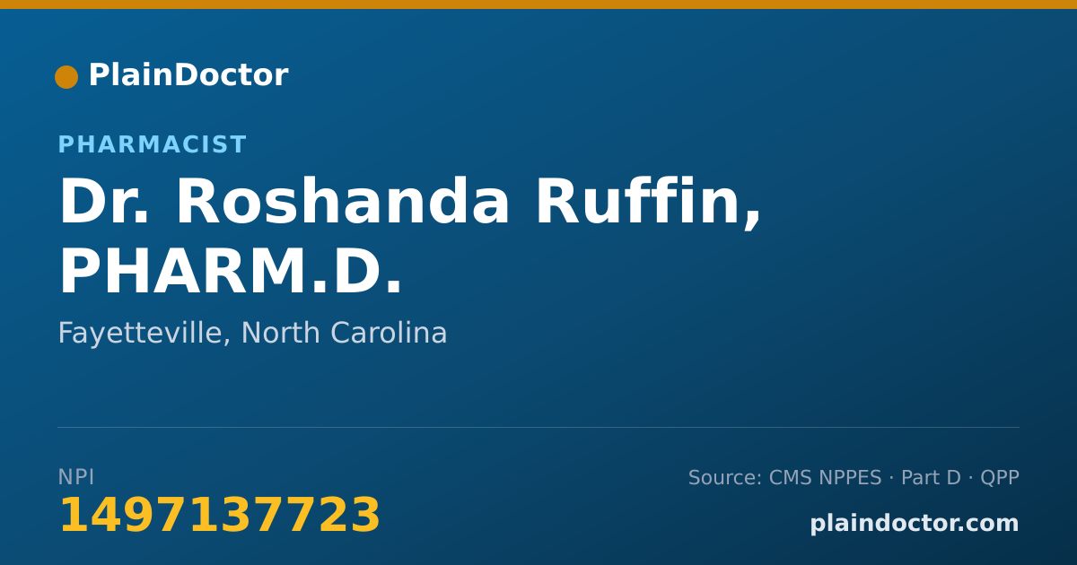 Shareable card for Roshanda Ruffin, PHARM.D. - Pharmacist, Fayetteville, NC