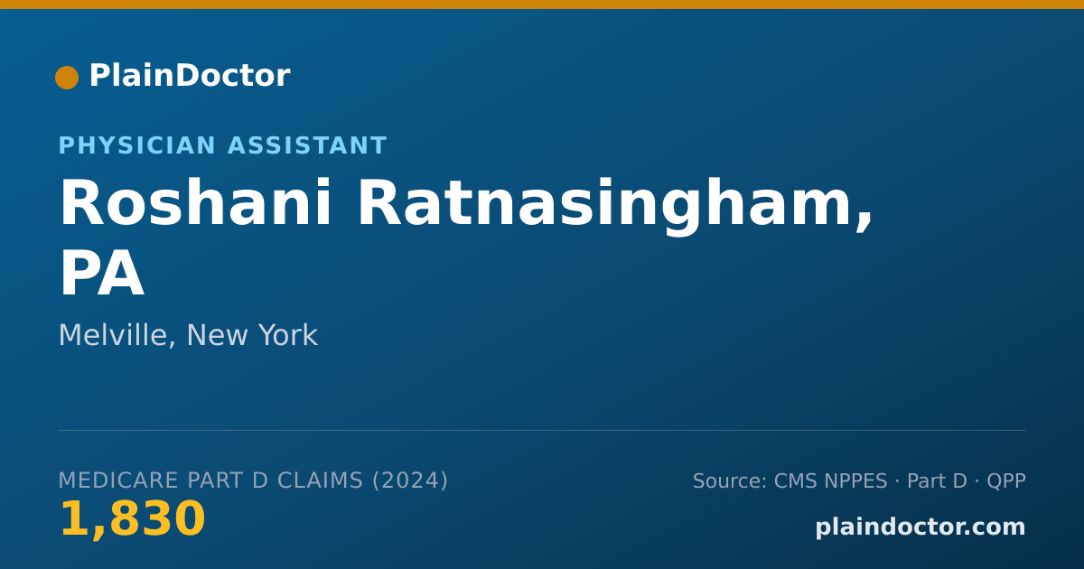 Shareable card for Roshani Ratnasingham, PA - Physician Assistant, Melville, NY