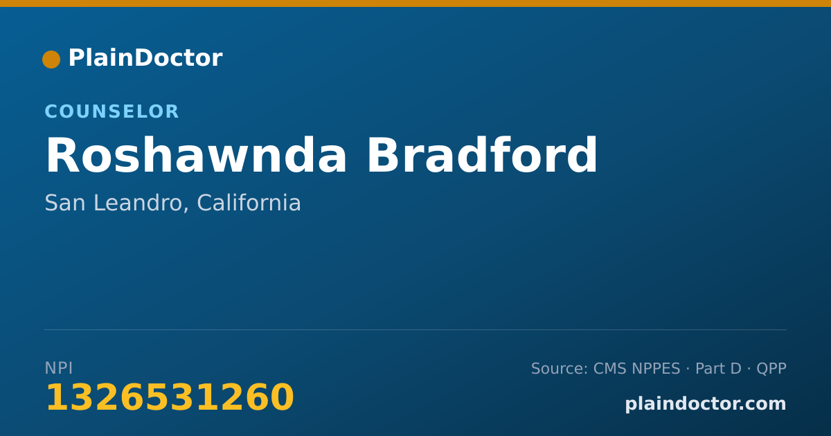 Shareable card for Roshawnda Bradford - Counselor, San Leandro, CA