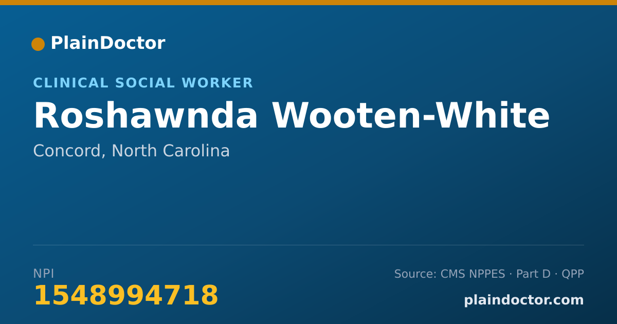 Shareable card for Roshawnda Wooten-White - Clinical Social Worker, Concord, NC