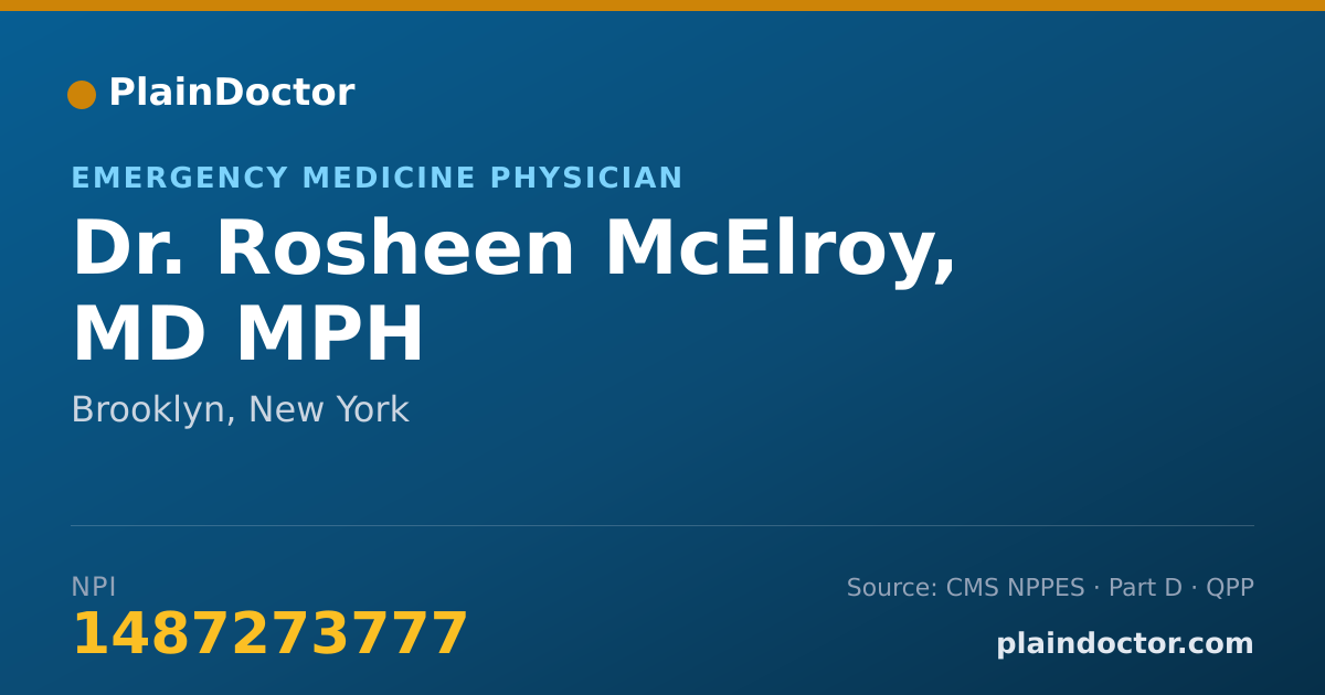 Shareable card for Rosheen McElroy, MD MPH - Emergency Medicine Physician, Brooklyn, NY