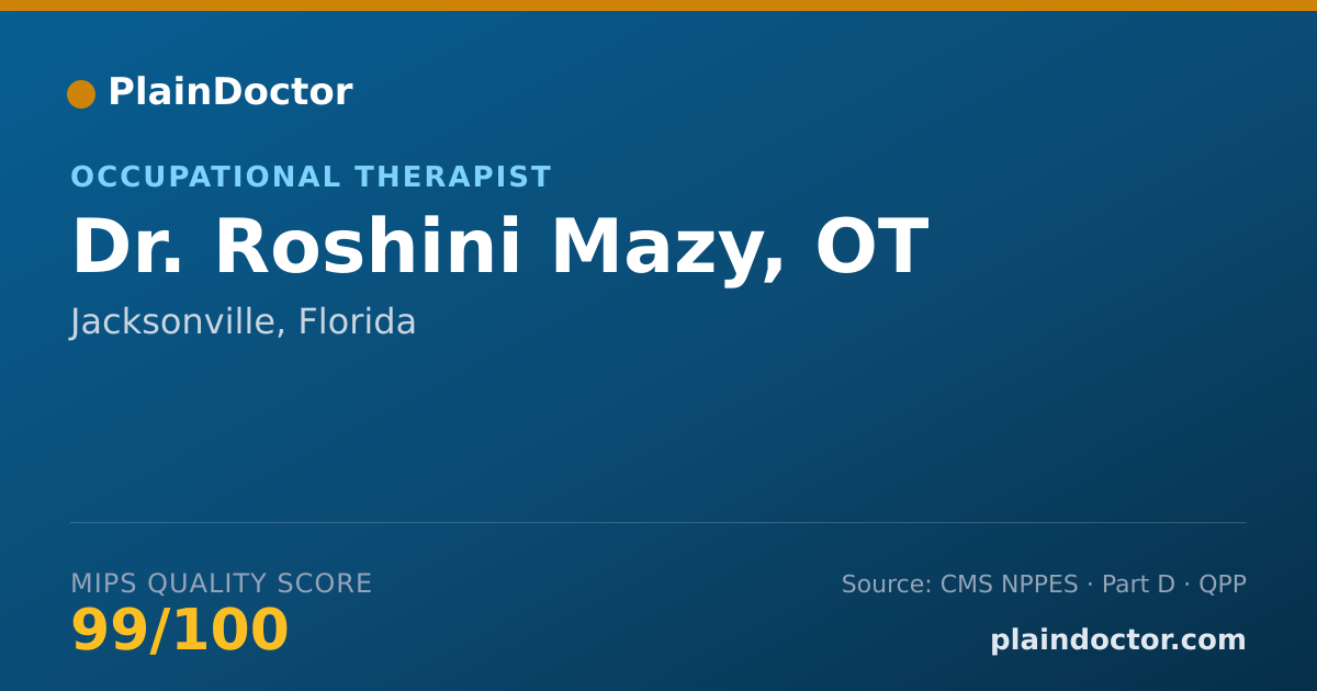 Shareable card for Roshini Mazy, OT - Occupational Therapist, Jacksonville, FL