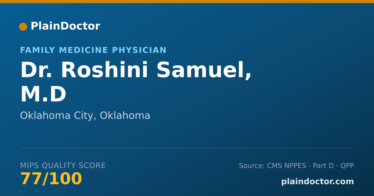 Shareable card for Roshini Samuel, M.D - Family Medicine Physician, Oklahoma City, OK