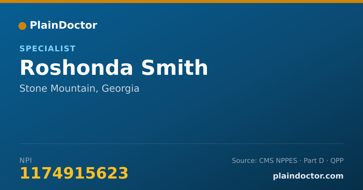 Shareable card for Roshonda Smith - Specialist, Stone Mountain, GA