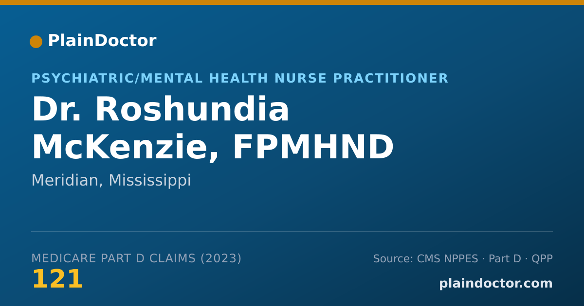 Shareable card for Roshundia McKenzie, FPMHND - Psychiatric/Mental Health Nurse Practitioner, Meridian, MS