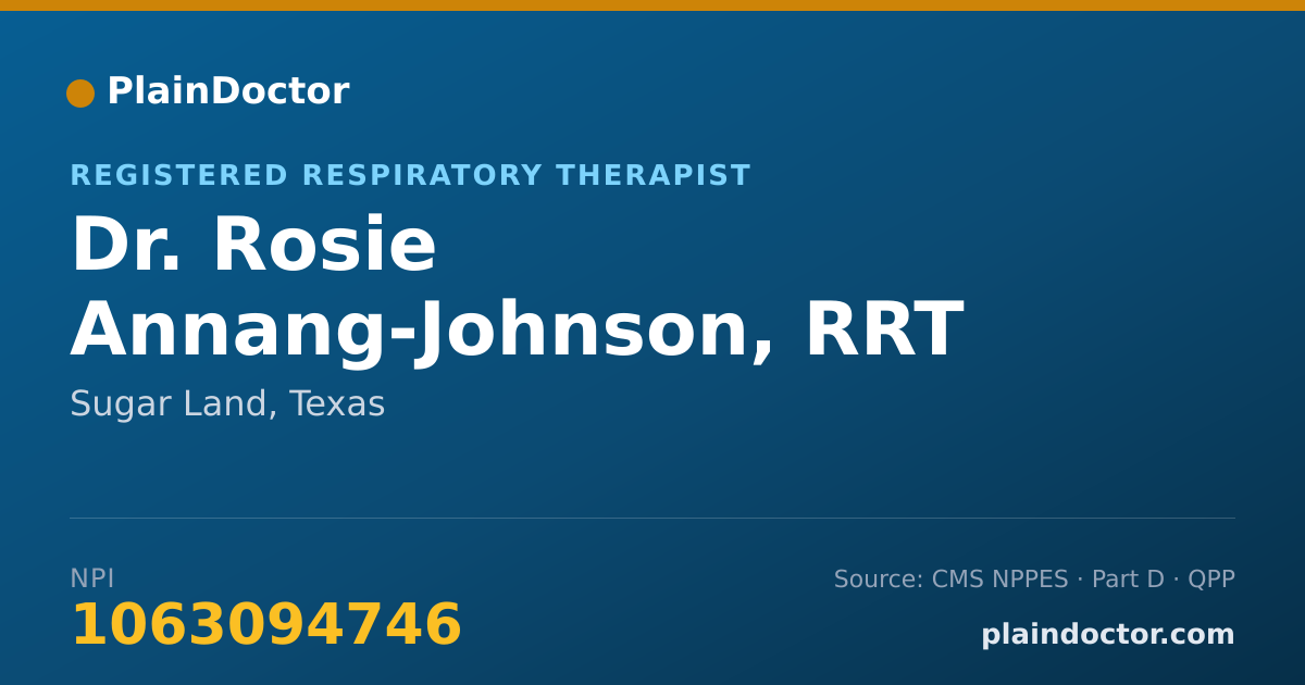 Shareable card for Rosie Annang-Johnson, RRT - Registered Respiratory Therapist, Sugar Land, TX