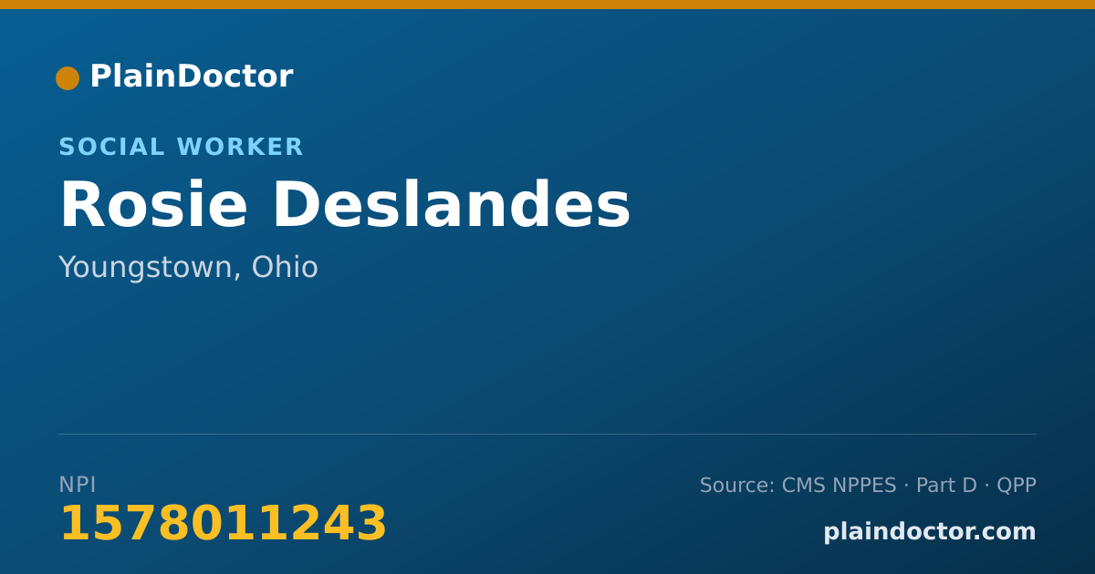 Shareable card for Rosie Deslandes - Social Worker, Youngstown, OH