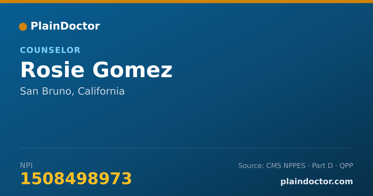 Shareable card for Rosie Gomez - Counselor, San Bruno, CA