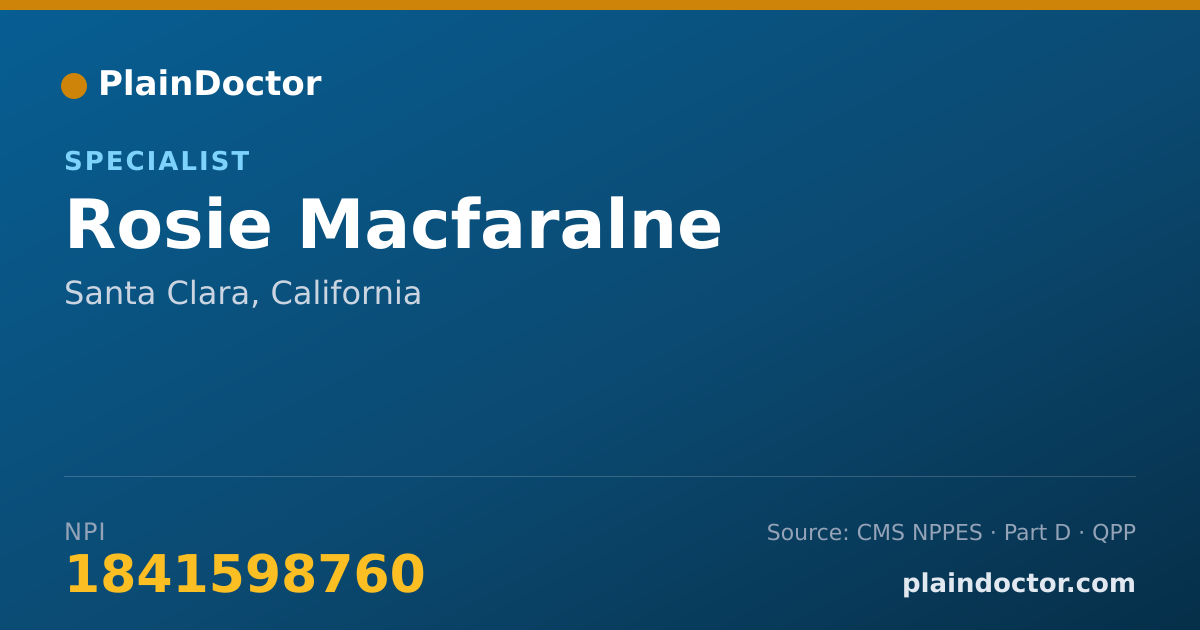 Shareable card for Rosie Macfaralne - Specialist, Santa Clara, CA
