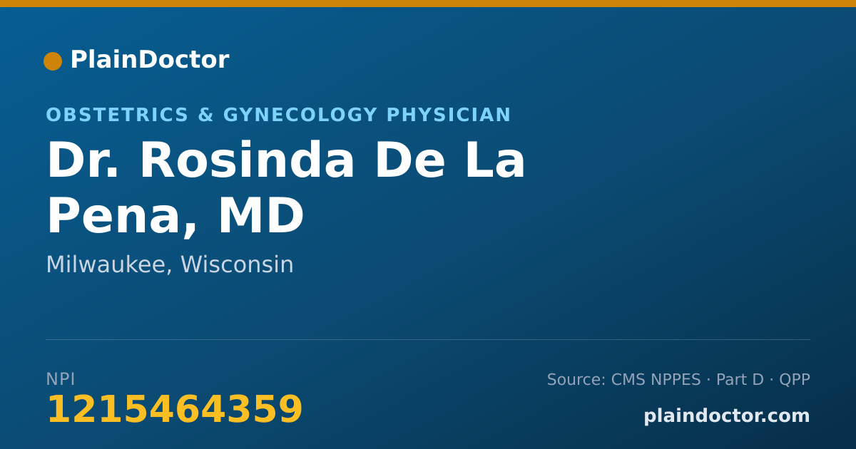 Shareable card for Rosinda De La Pena, MD - Obstetrics & Gynecology Physician, Milwaukee, WI