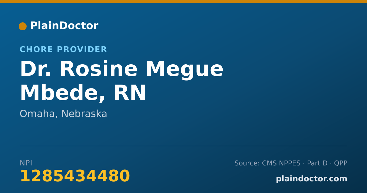 Shareable card for Rosine Megue Mbede, RN - Chore Provider, Omaha, NE