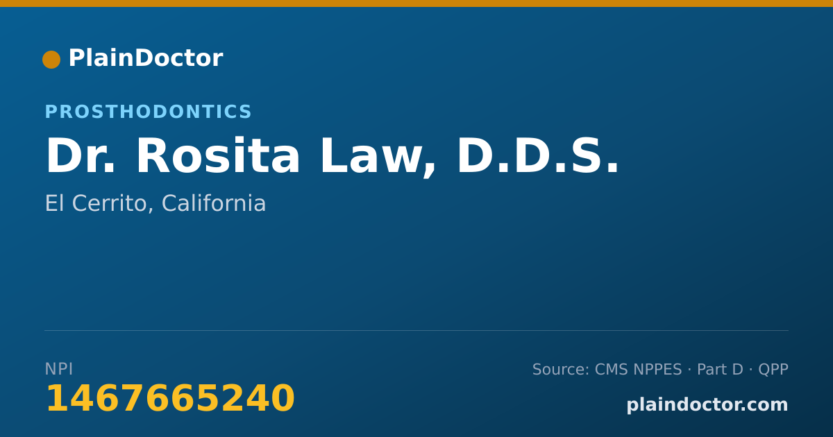 Shareable card for Rosita Law, D.D.S. - Prosthodontics, El Cerrito, CA