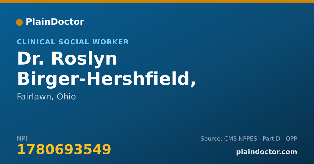 Shareable card for Roslyn Birger-Hershfield, LISW, MSW - Clinical Social Worker, Fairlawn, OH