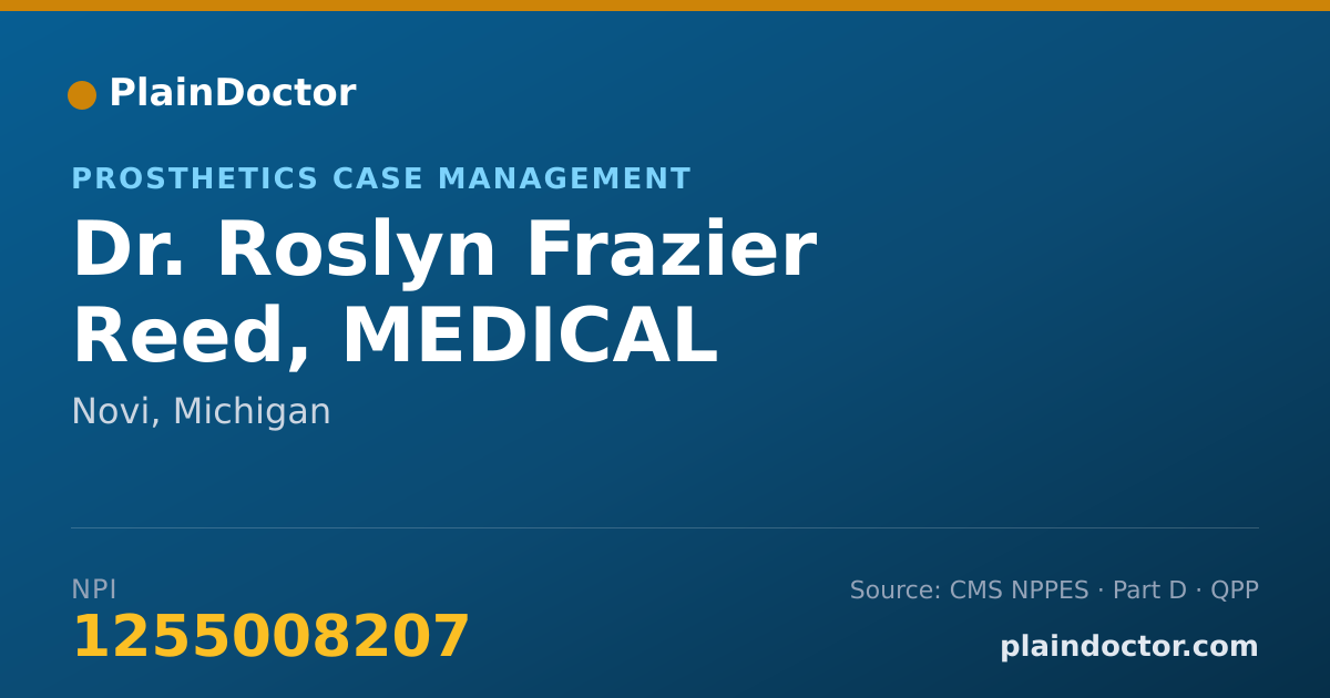 Shareable card for Roslyn Frazier Reed, MEDICAL PROSTHESIC - Prosthetics Case Management, Novi, MI