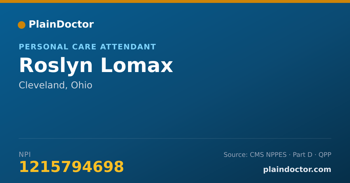 Shareable card for Roslyn Lomax - Personal Care Attendant, Cleveland, OH