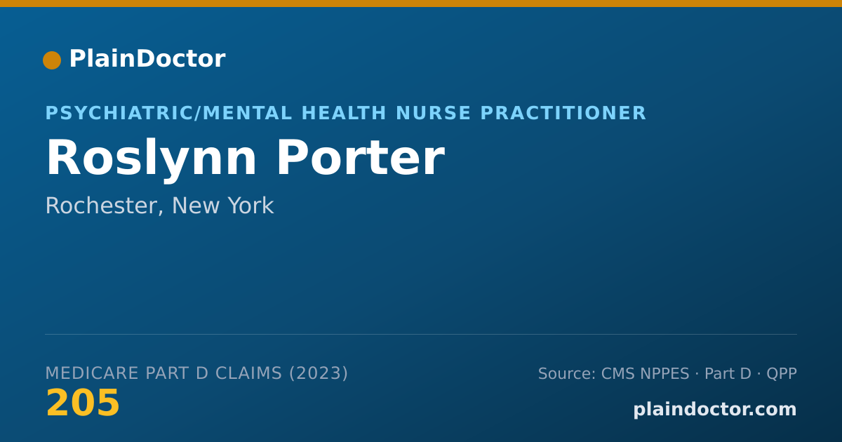 Shareable card for Roslynn Porter - Psychiatric/Mental Health Nurse Practitioner, Rochester, NY