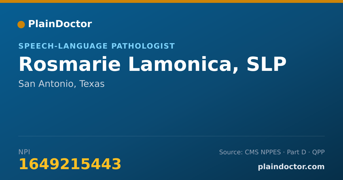 Shareable card for Rosmarie Lamonica, SLP - Speech-Language Pathologist, San Antonio, TX