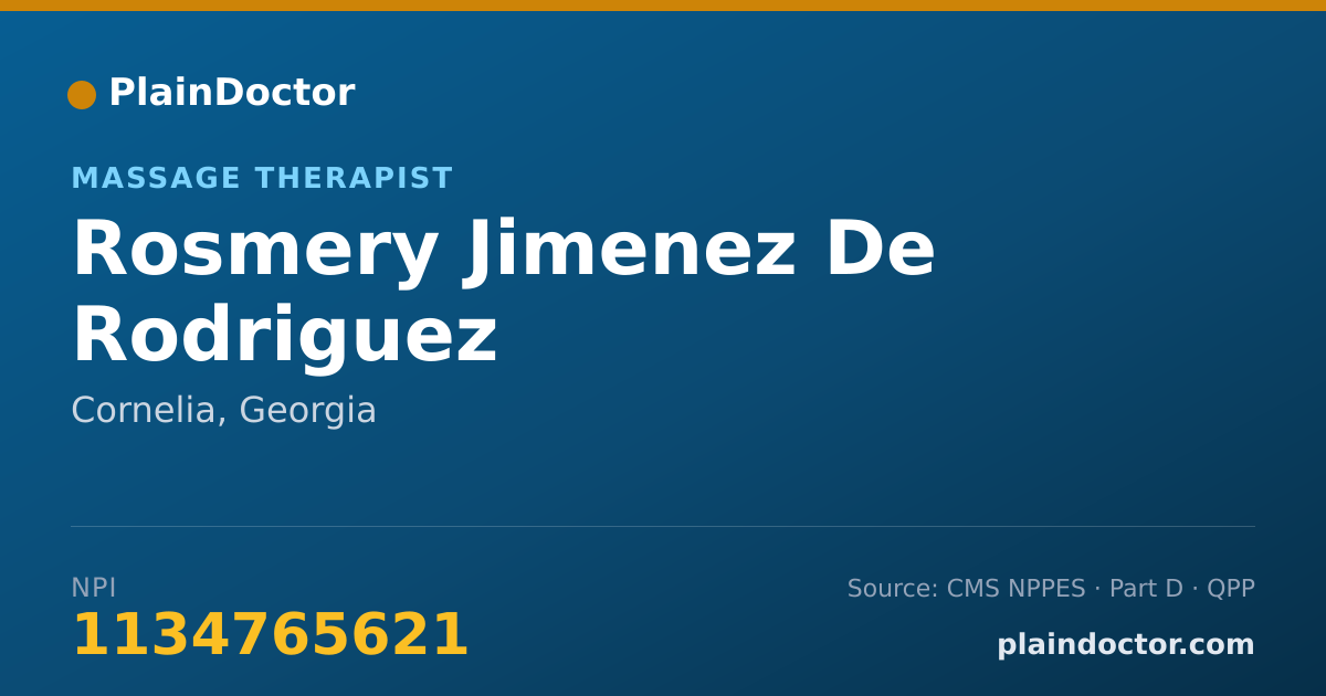 Shareable card for Rosmery Jimenez De Rodriguez - Massage Therapist, Cornelia, GA