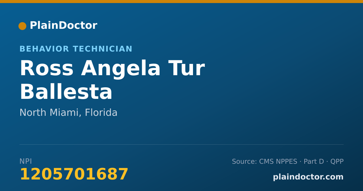 Shareable card for Ross Angela Tur Ballesta - Behavior Technician, North Miami, FL