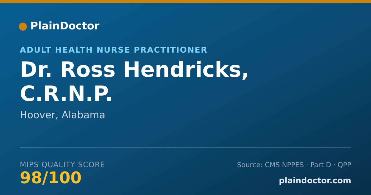 Shareable card for Ross Hendricks, C.R.N.P. - Adult Health Nurse Practitioner, Hoover, AL