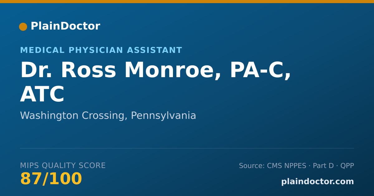 Shareable card for Ross Monroe, PA-C, ATC - Medical Physician Assistant, Washington Crossing, PA