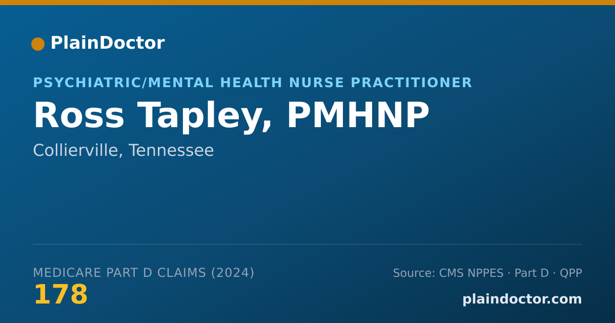 Shareable card for Ross Tapley, PMHNP - Psychiatric/Mental Health Nurse Practitioner, Collierville, TN