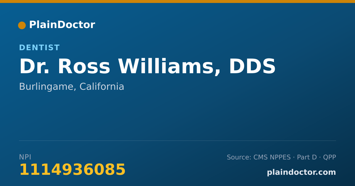 Shareable card for Ross Williams, DDS - Dentist, Burlingame, CA