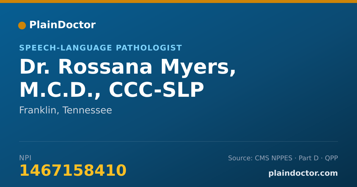 Shareable card for Rossana Myers, M.C.D., CCC-SLP - Speech-Language Pathologist, Franklin, TN