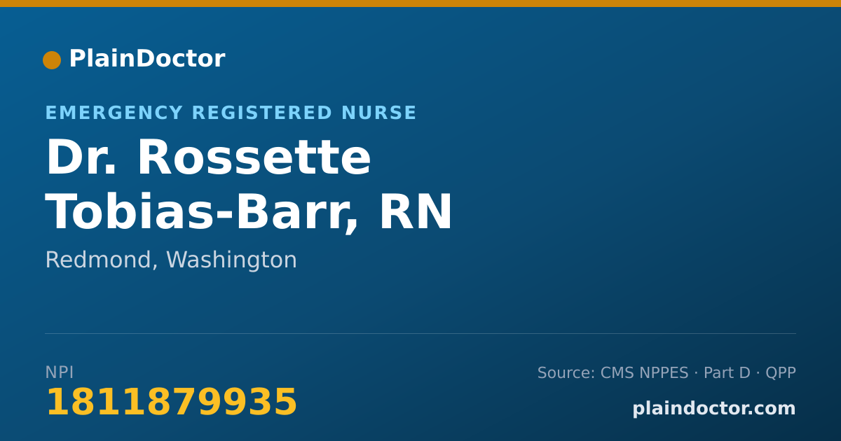 Shareable card for Rossette Tobias-Barr, RN - Emergency Registered Nurse, Redmond, WA