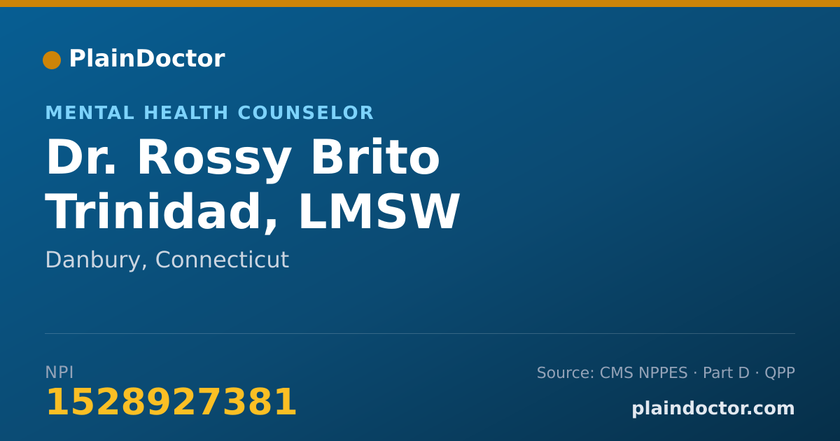 Shareable card for Rossy Brito Trinidad, LMSW - Mental Health Counselor, Danbury, CT