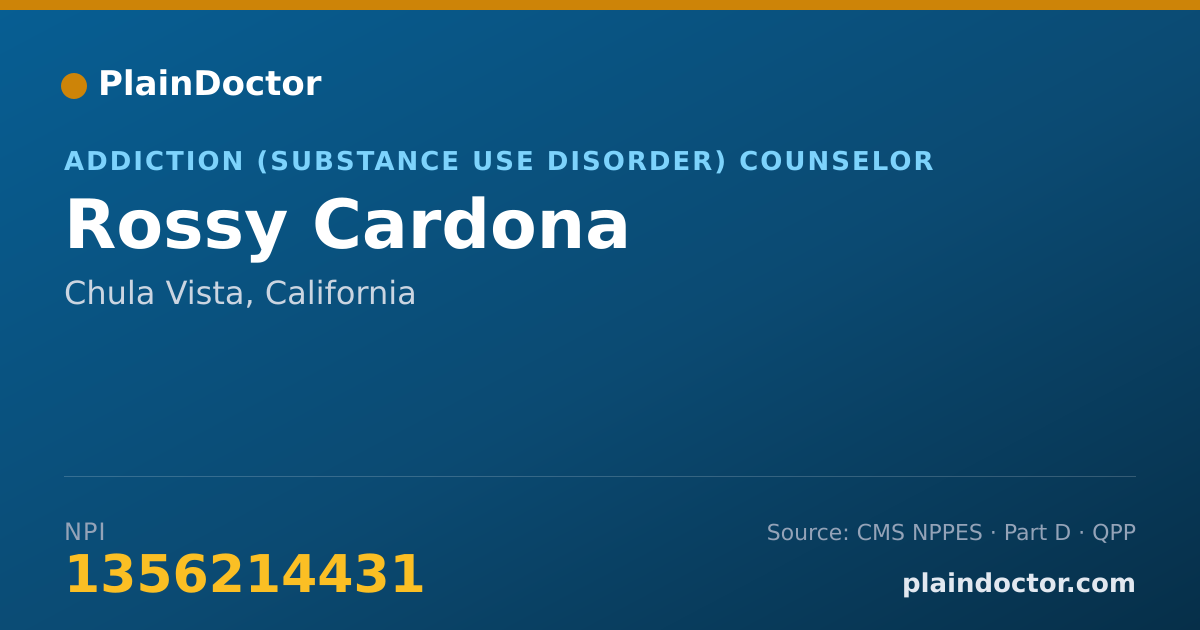 Shareable card for Rossy Cardona - Addiction (Substance Use Disorder) Counselor, Chula Vista, CA